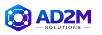 Logomarca oficial da AD2M Solutions - Soluções Digitais, Tráfego Pago e Automação